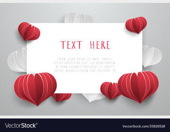 love card background with heart paper cut style