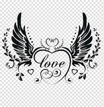 Love heart and wings , Heart Love Illustration, Wings of love transparent background PNG clipart