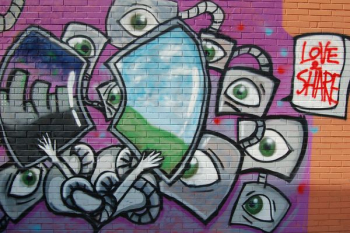 Love Share robot and mirror mural Love Share robot and mirror mural
