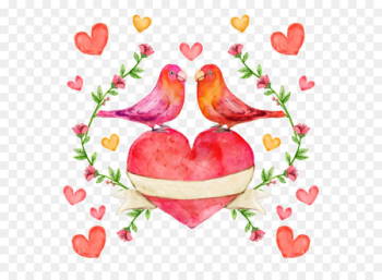Lovebird Watercolor painting - Ink watercolor pink love lovebirds 