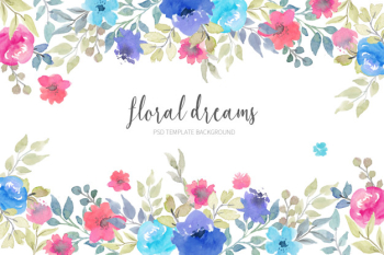 Lovely floral background with watercolor flowers Free Psd Lovely floral background with watercolor flowers Free Psd