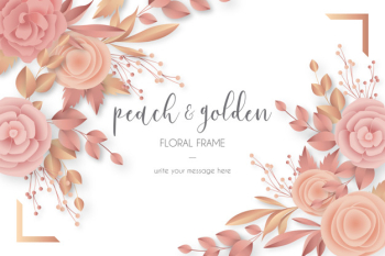Lovely floral frame in peach & golden colors Free Vector Lovely floral frame in peach & golden colors Free Vector