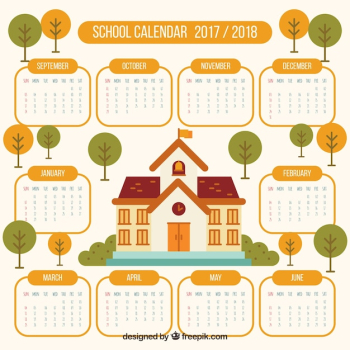 Lovely school calendar with school building Lovely school calendar with school building