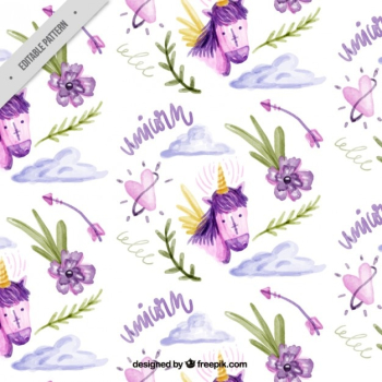 Lovely watercolor pattern of unicorn Lovely watercolor pattern of unicorn
