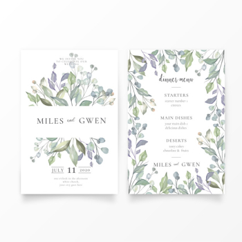 Lovely wedding invitation & menu template Free Vector Lovely wedding invitation & menu template Free Vector