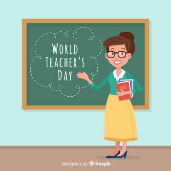Lovely world teachers day composition with flat design