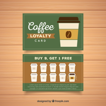 Loyalty card template with coffee coupons Loyalty card template with coffee coupons