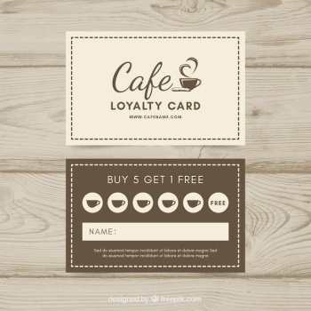 Loyalty card template with coffee coupons Loyalty card template with coffee coupons