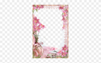 Lírios Cor De Rosa - Pink Flower Frame Png