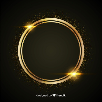 Luxury background with golden particles and rounded circle frame Free Vector Luxury background with golden particles and rounded circle frame Free Vector