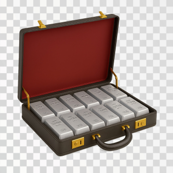 Luxury Black Briefcase Filled with Silver Bars Luxury Black Briefcase Filled with Silver Bars