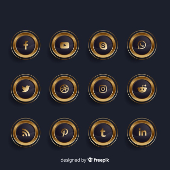 Luxury golden and black social media logo collection Free Vector Luxury golden and black social media logo collection Free Vector
