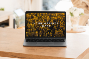 MacBook Air in Living Room Mockup your website here MacBook Air in Living Room Mockup your website here