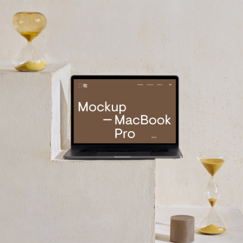 MacBook Pro on Stairs Mockup MacBook Pro on Stairs Mockup