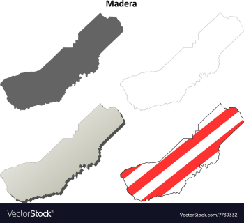 Madera County California outline map set vector image Madera County California outline map set vector image