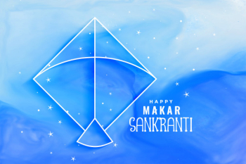 Makar sankranti watercolor blue background