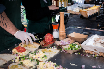 Making salami sandwiches Making salami sandwiches