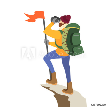 Male alpinist standing on top of the mountain Male alpinist standing on top of the mountain