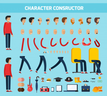 Male character constructor flat composition Free Vector Male character constructor flat composition Free Vector