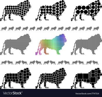 Male lion silhouette mosaic set vector image Male lion silhouette mosaic set vector image