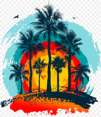 Malibu Royalty-free - Vector abstract dusk island scenery material 