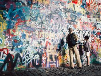 Man and Boy Painting the Wall Man and Boy Painting the Wall