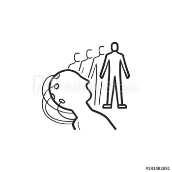 Man and mind controlled robot hand drawn outline doodle icon Man and mind controlled robot hand drawn outline doodle icon