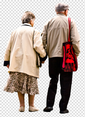 Man and woman holding hands, Architecture Rendering Old age, old people transparent background PNG clipart