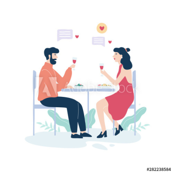 Man and woman in restaurant on the romantic date Man and woman in restaurant on the romantic date