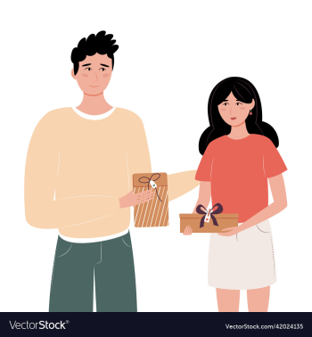 man and woman present concept young happy man and woman present concept young happy