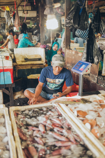Man At Seafood Market Man At Seafood Market