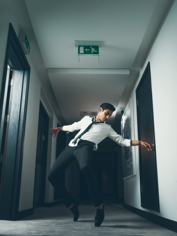 Man Break Dancing on Hallway Man Break Dancing on Hallway