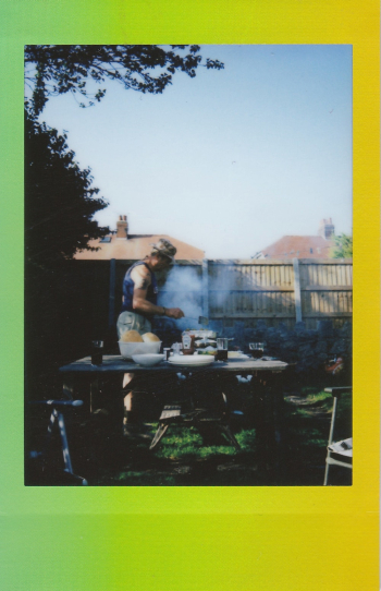 Man Cooking On Grill Man Cooking On Grill