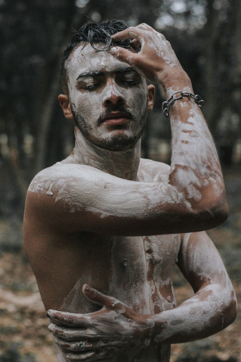 Man Covered in Clay Man Covered in Clay