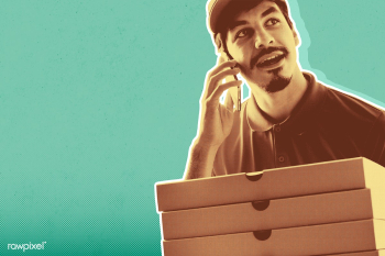 Man delivery pizza to customer | Free  illustration - 2312378
