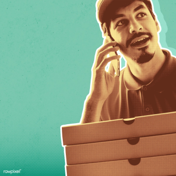 Man delivery pizza to customer | Free  illustration - 2312459