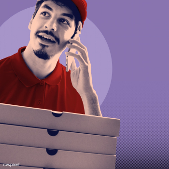 Man delivery pizza to customer | Free  illustration - 2312480
