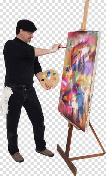 Man doing abstract painting, Oil painting Artist Palette, painter transparent background PNG clipart