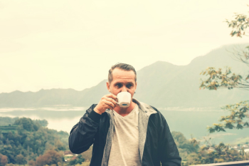 Man Drinking Outdoors Man Drinking Outdoors