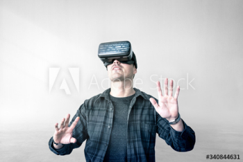 Man enjoying a VR headset Man enjoying a VR headset