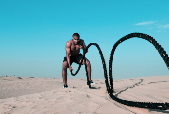 Man Holding Exercise Rope Man Holding Exercise Rope