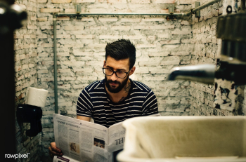 Man in a restroom reading newspaper | Free stock photo - 388168 Man in a restroom reading newspaper | Free stock photo - 388168