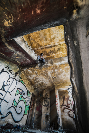 Man Inside Abandoned Building Man Inside Abandoned Building