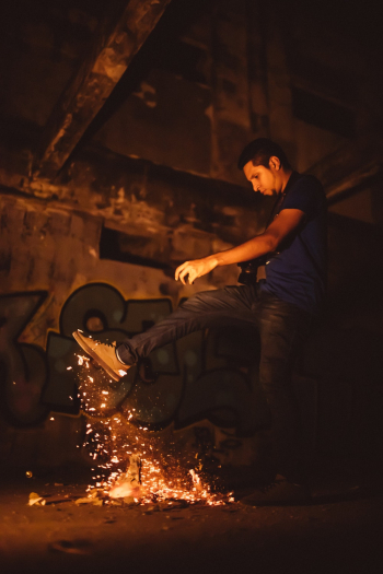 Man Kicking Bonfire Man Kicking Bonfire