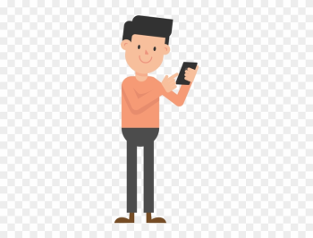 Man Looking At Phone Cartoon Vector - Man With Phone Vector Png