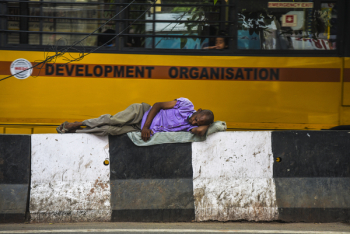 Man Lying On Barricades Man Lying On Barricades