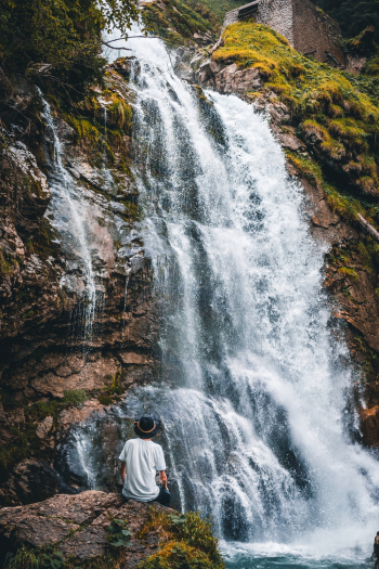 Man Near Waterfall Man Near Waterfall