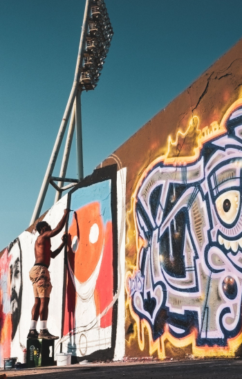 Man Painting On Wall Man Painting On Wall