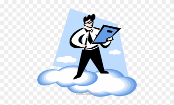 Man Reading A Report On The Clouds Royalty Free Vector - Man Reading A Report On The Clouds Royalty Free Vector