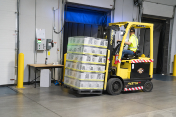 Man Riding on Yellow Forklift Man Riding on Yellow Forklift